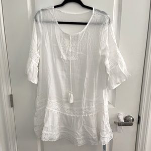 White Ruffle Tunic Cover Up